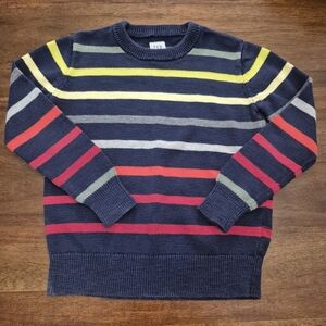 Gap Boys Preppy Navy Rainbow Knit Crewneck Sweater Size Small (6-7)